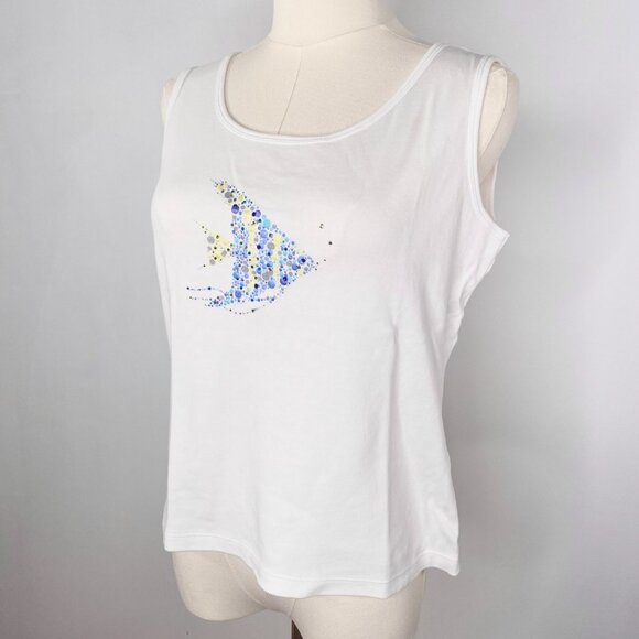 Karen Scott - White Glitter Fish Camisole T-Shirt - Picture 8 of 13